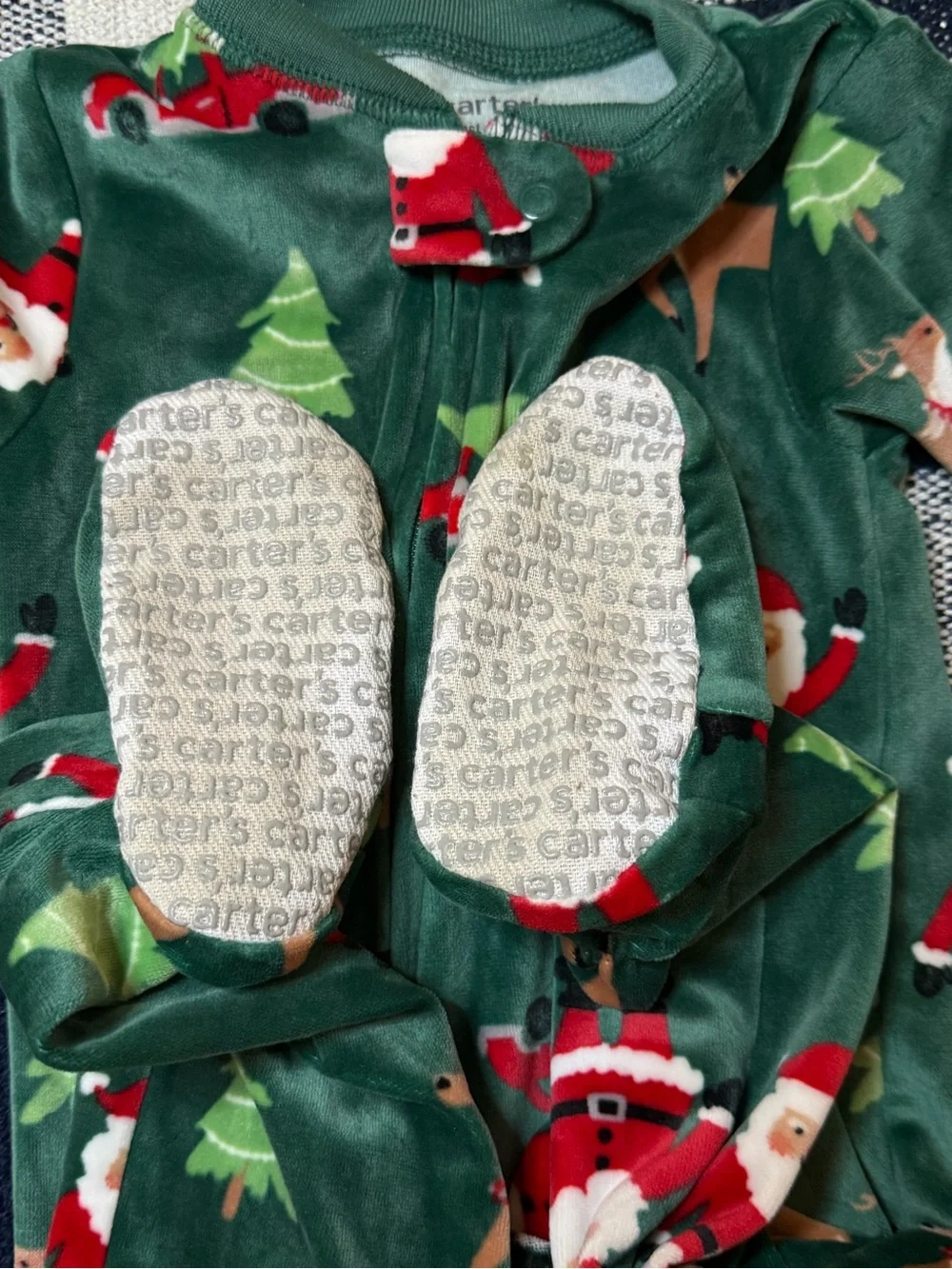 Carters Christmas Pajamas Sleeper Soft Velour Baby Boys 12 Months